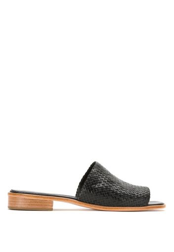 Sarah Chofakian textured leather slides - Black