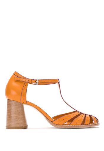 Sarah Chofakian block heel leather pumps - Orange