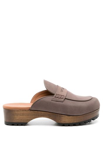 Sarah Chofakian clog heel mules - Brown