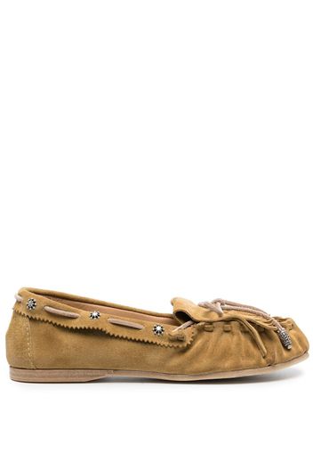 Sartore star stud-detail suede loafers - Brown