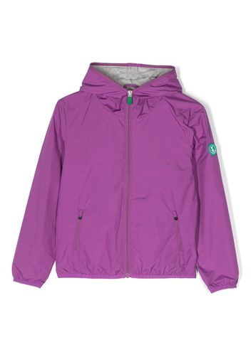 Save The Duck Kids logo-detail hooded jacket - Purple