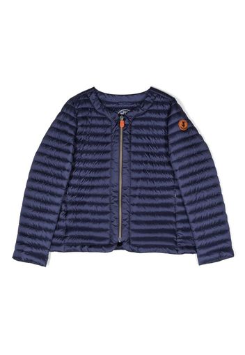 Save The Duck Kids logo-patch quilted padded jacket - Blue