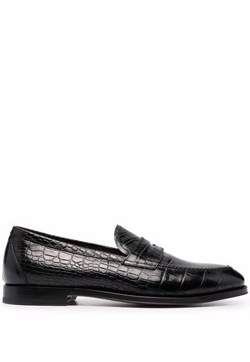 Scarosso Stefano crocodile-embossed loafers - Black