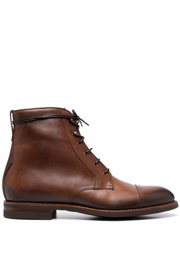 Scarosso shearling-lined lace-up leather boots - Brown
