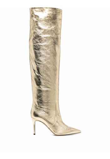 Scarosso Carra metallic-effect knee-length boots - Yellow