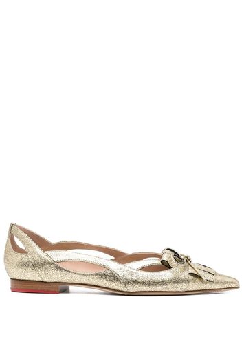 Scarosso pointed toe ballerina pumps - Gold