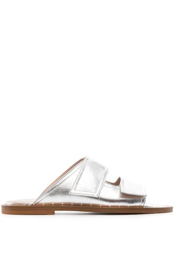 Scarosso Karen metallic slide sandals - Grey