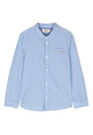 Scotch & Soda striped logo-plaque shirt - Blue