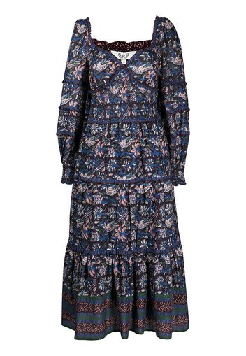 Sea Noah long-sleeve smocked dress - NAVY