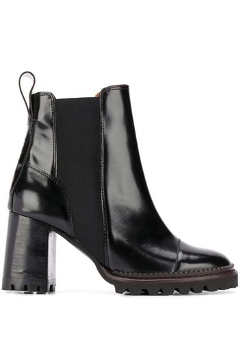 chunky slip-on leather boots