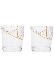 set of two gold-trimmed cut crystal glasses