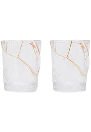 set of two gold-trimmed cut crystal glasses