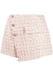 Self-Portrait asymmetric tweed shorts - Pink
