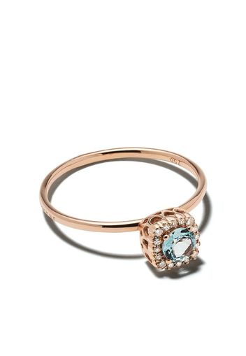 18kt rose gold aquamarine diamond cocktail ring