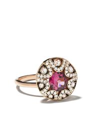 18kt rose gold diamond rhodolite Mille et Une Nuits ring