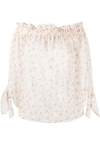 floral-print sheer blouse