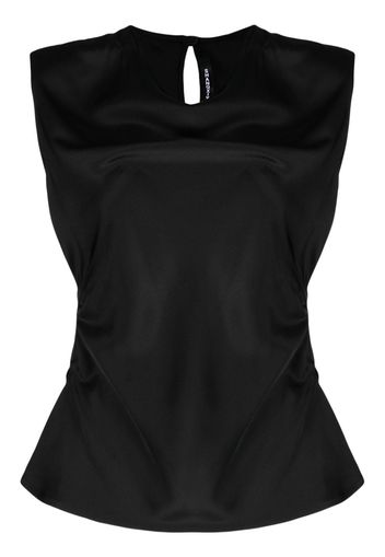 SHANG XIA ruched silk-satin top - Black