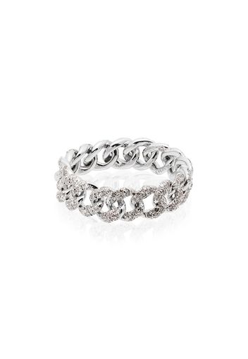 18K white gold and diamond link ring