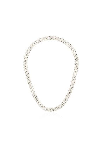 18kt white gold mini pavé diamond link necklace