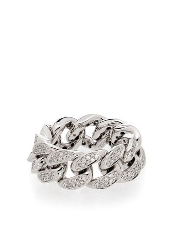 18K white gold flat-link diamond ring