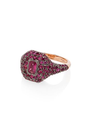 18K rose gold pavé ruby pinky ring