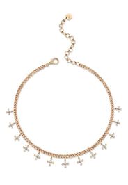 18kt rose gold diamond Baby Don't Cross Me link necklace