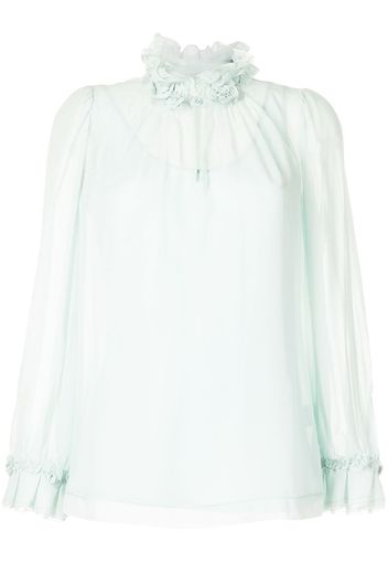 SHIATZY CHEN frilled long-sleeve blouse - Blue