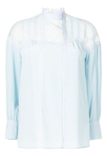 SHIATZY CHEN tulle panelled silk blouse - Blue