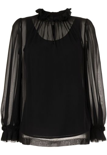 SHIATZY CHEN frilled long-sleeve blouse - Black