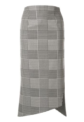 Silvia Tcherassi houndstooth asymmetric midi skirt - Grey