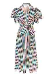 striped colour-block shirt dress
