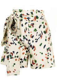 Silvia Tcherassi watercolour-print silk shorts - Brown