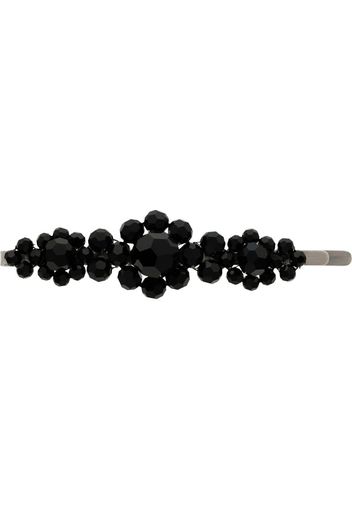 black large floral bead embellished hair clip