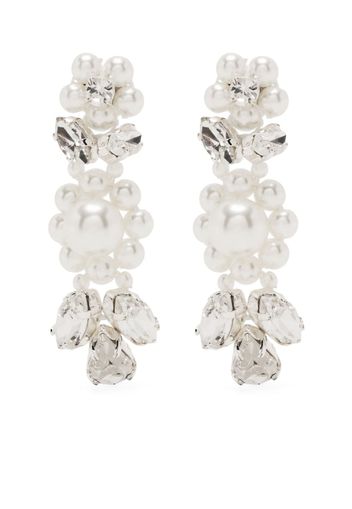 Simone Rocha Daisy Leaf Cluster crystal drop earrings - Silver
