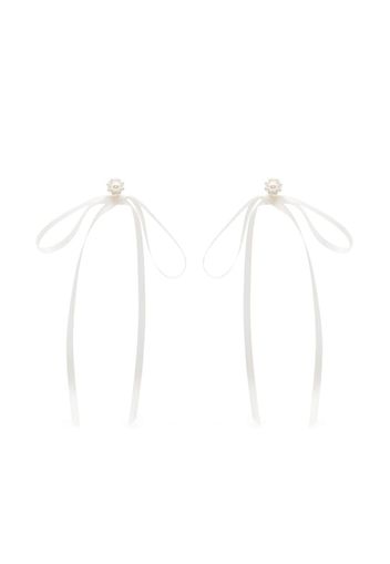 Simone Rocha pearl-embellished ribbon bow earrings - White