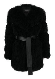 Simonetta Ravizza Praga belted shearling coat - Black