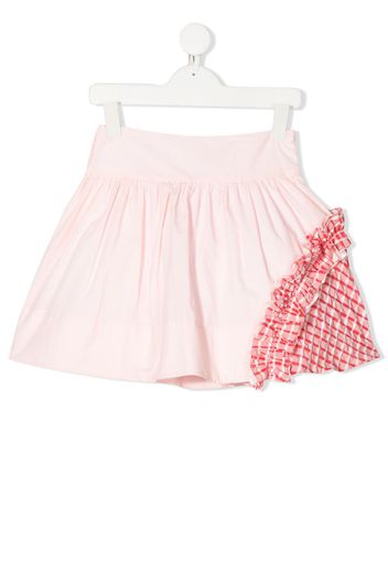 patchwork flared mini skirt
