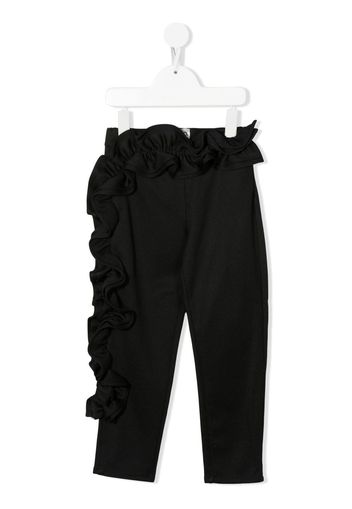 Simonetta ruffle-detail straight-leg trousers - Black