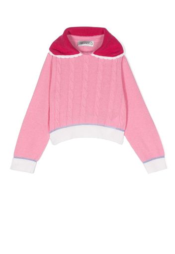 Simonetta Peter Pan-collar cable-knit jumper - Pink