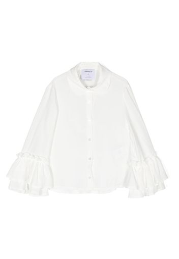 Simonetta ruffle-sleeve button-front blouse - White