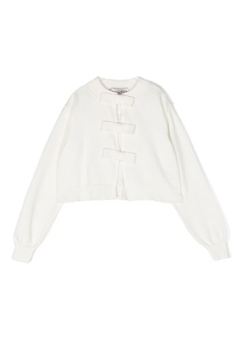 Simonetta bow-detailing cotton cardigan - White