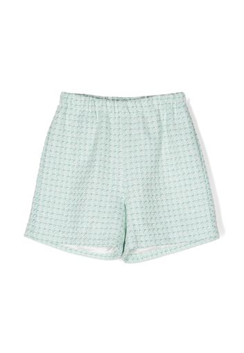 Simonetta bouclé-design elasticated-waist shorts - Green