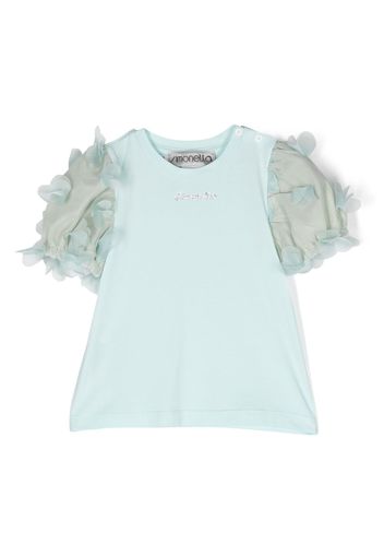 Simonetta crystal-embellished puff-sleeve T-shirt - Green