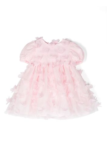 Simonetta floral-appliqué tulle overlay dress - Pink