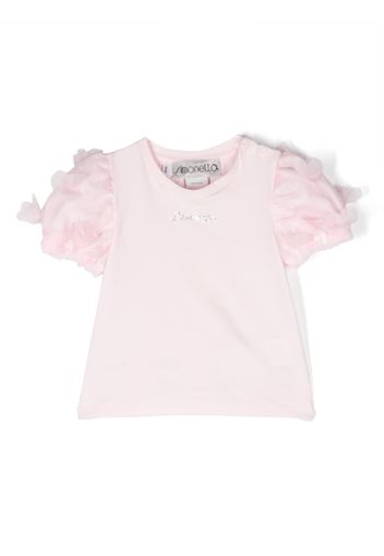 Simonetta crystal-embellished logo T-shirt - Pink