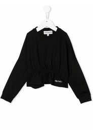 Simonetta rhinestone-embellished logo blouse - Black