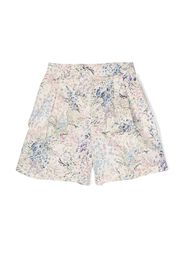 Simonetta floral-print pleated shorts - Neutrals