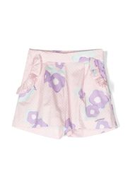 Simonetta ruffle-detail floral-print shorts - Pink