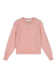 Simonetta rhinestone-embellished crew-neck jumper - Pink