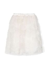 Simonetta floral-embroidered tulle skirt - White